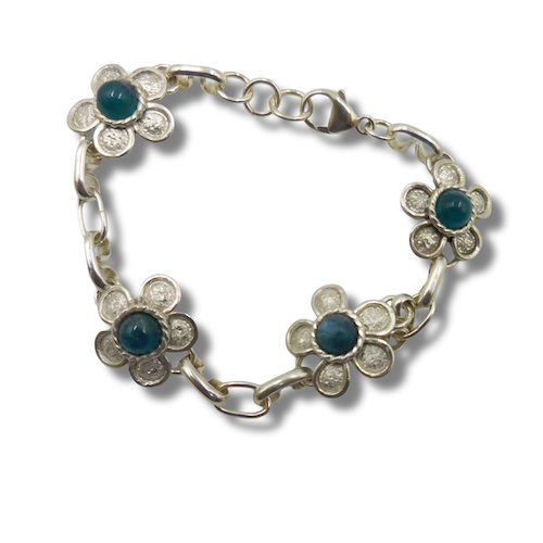 DKC-2141 Bracelet, Sterling Silver & Apatite Flowers $350 at Hunter Wolff Gallery